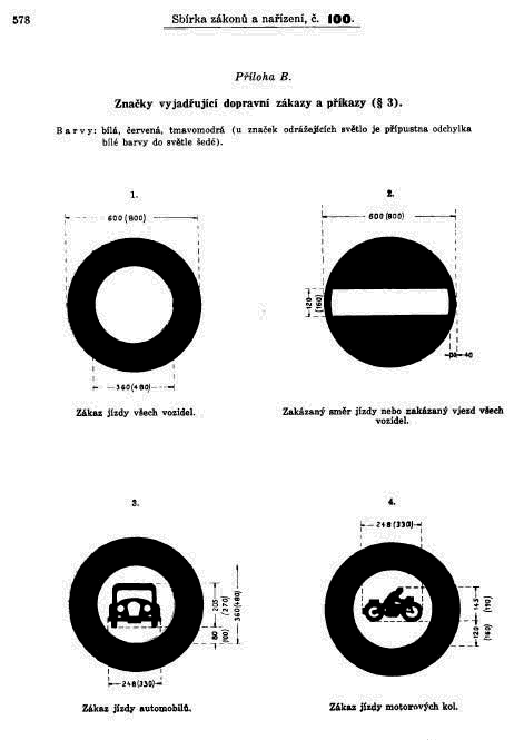 Značky z vyhlášky na rok 1938